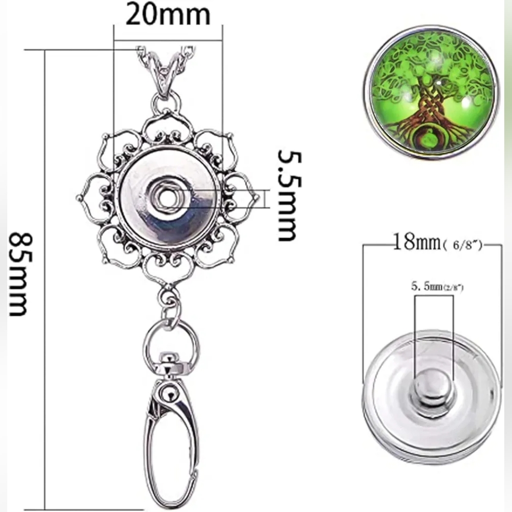 12Pcs Stainless Steel Badge Lanyard Necklace with Tree of Life Snap Butt… - Picture 2 of 4